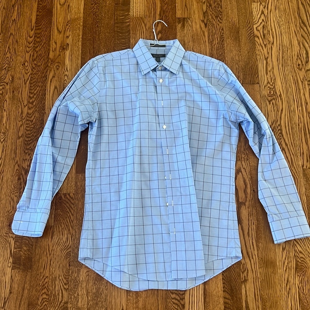 Nordstrom Rack Men’s Blue Trim Fit Dress Shirt Neck Size 16 Shirt Size 34-35